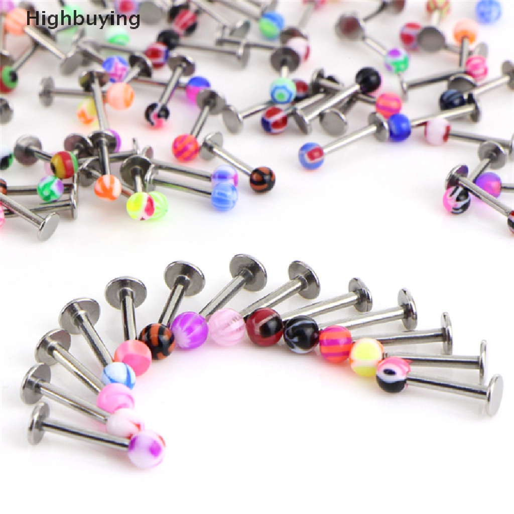 Hbid 10 / 30 / 50PCS Anting Tindik Bibir / Tubuh Bentuk Bola 16G Bahan Stainless Steel Glory