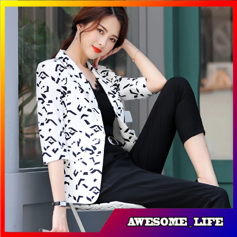 Blazer Pendek Wanita Korea White Suit Jacket for Women Korean Style  Spring New Elegant Slim Fit Sli