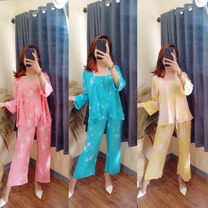 ONE SET CARDIGAN + KEMBEN LENGAN PANJANG TIE DYE BALI