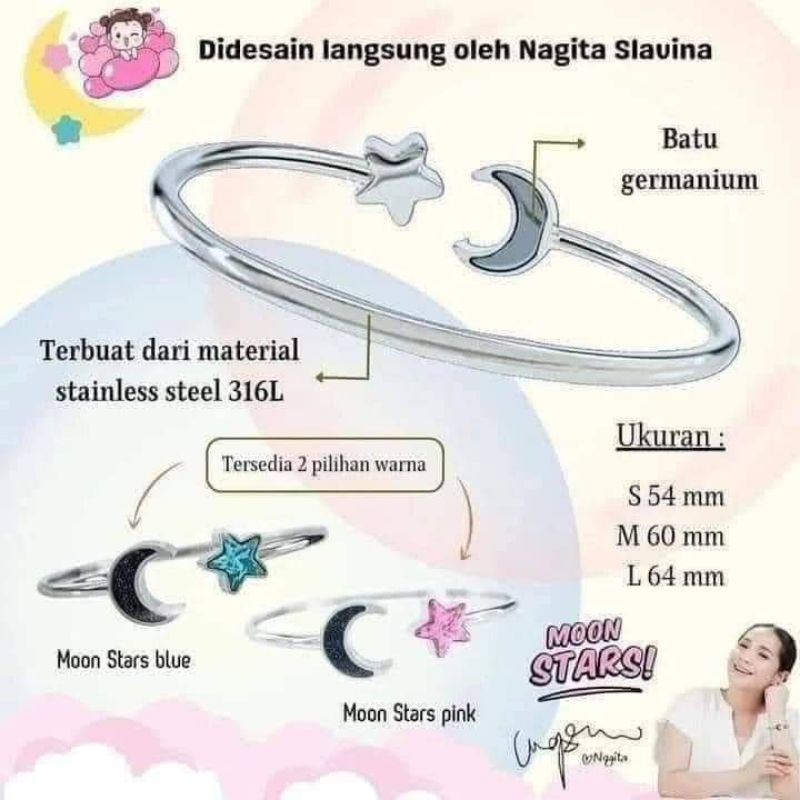 MCI Moon Star Gelang Stainless Steel 316L Biru Germanium