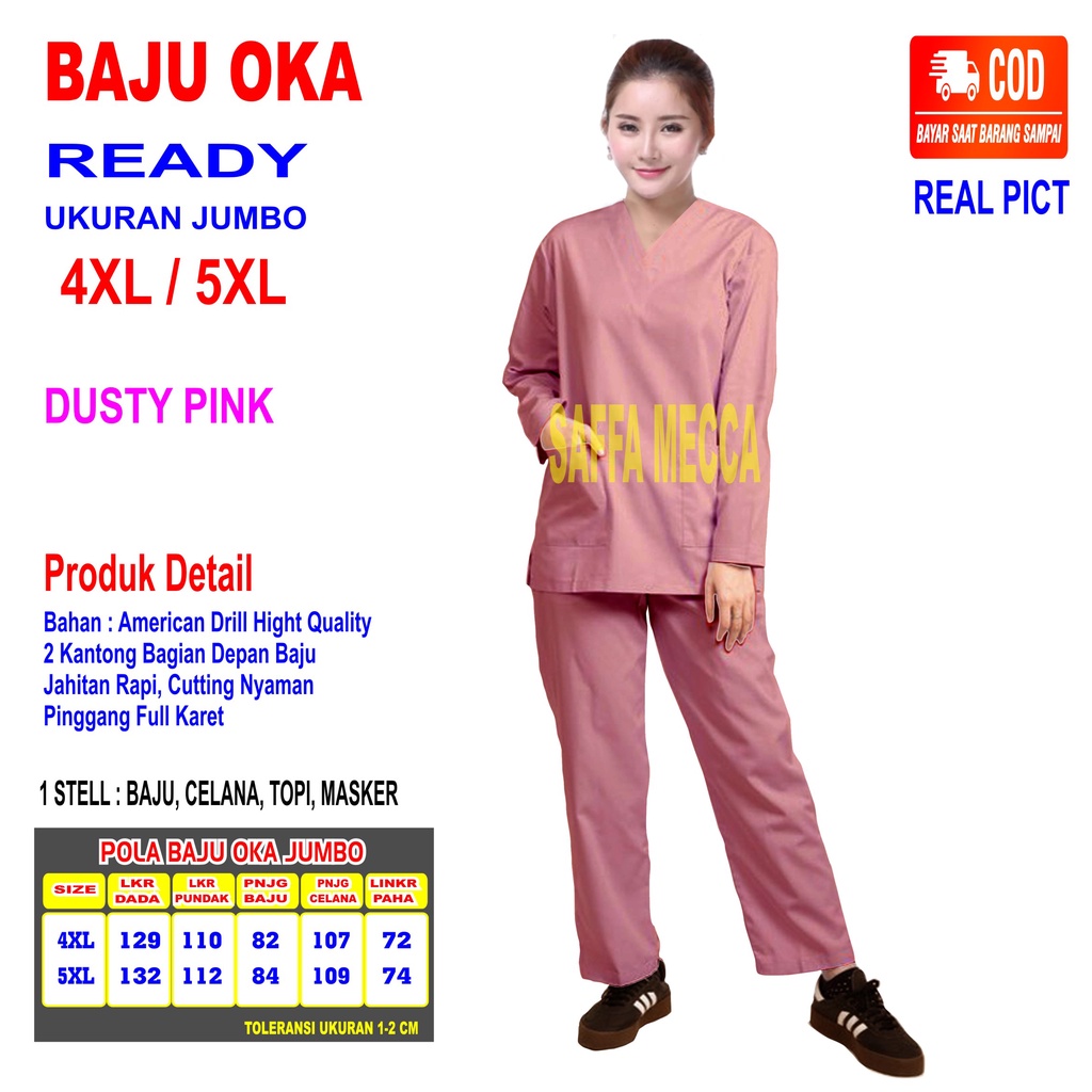 JUMBO Baju OK   Baju OKA   Scrub Perawat 4XL dan 5XL Lengan Panjang