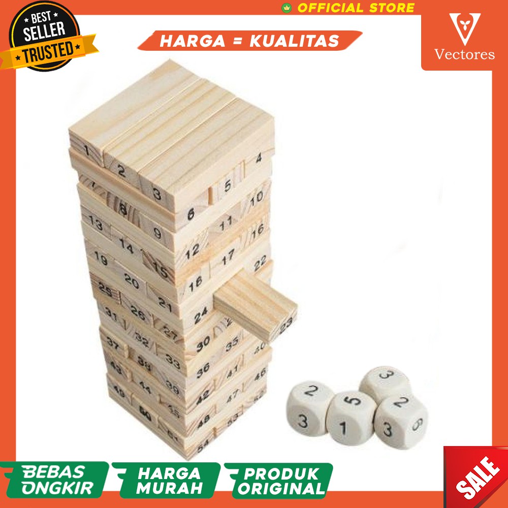 ORIGINAL Mainan Uno Stacko Balok Susun Blok + Dadu