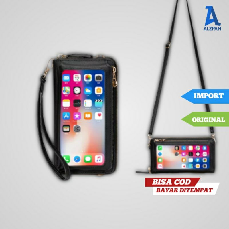 tas dompet crossbody touchable hp handphone phone bag transparan layar sentuh wanita selempang A