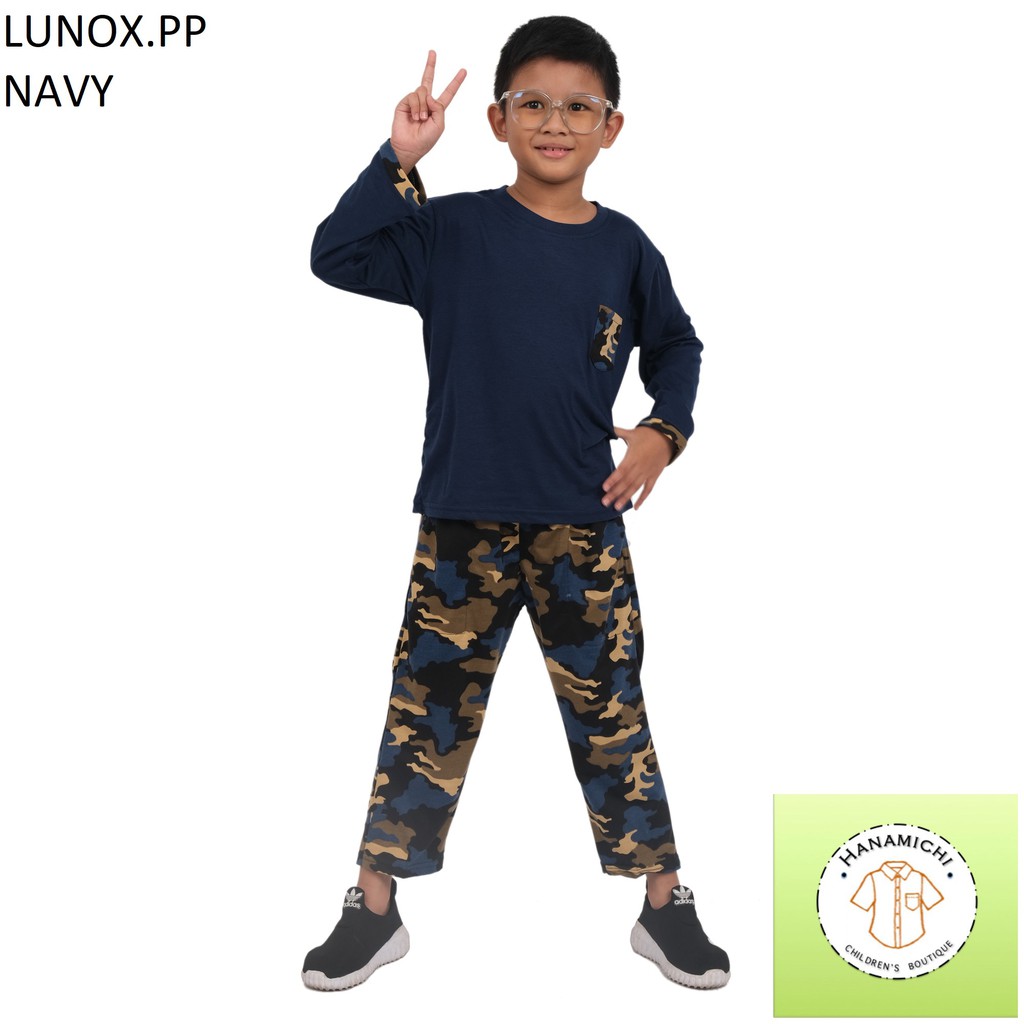 Hanamichi LUNOX.PP Setelan Anak Lengan Panjang Motif Camo