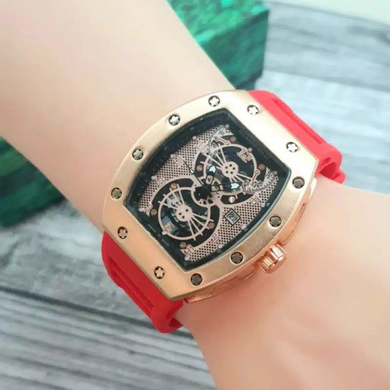 Jam Tangan Pria Richard Mile RM 0117 Bahan Rubber Tanggal Aktif - Free Box Batre Cadangan Original