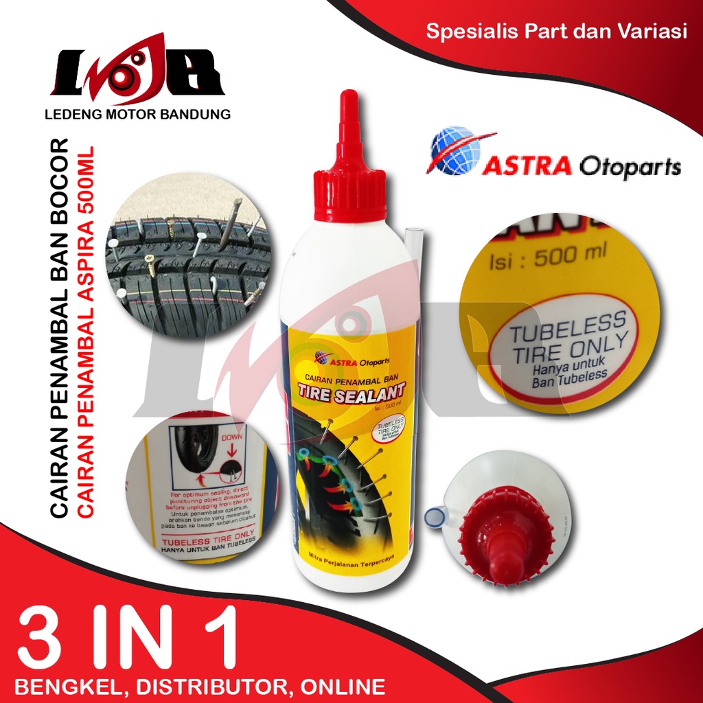 ASPIRA Cairan Anti Bocor 500ml Tambal Ban Tubeles Tire Sealant Motor Mobil Anti Ranjau Paku Protech