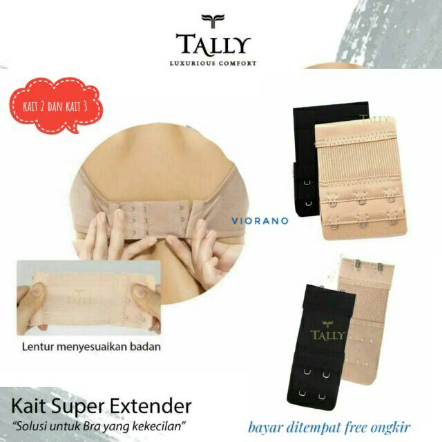 Kait Super Extender Tally Kait 2 Kait 3 Sambungan Bra Kekecilan Kait Bh Extension Hitam Cream