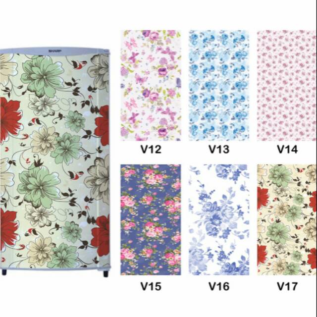 Stiker kulkas 1 pintu motid bunga2 cantik, harga murah,trlaris