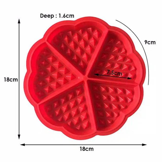 Cetakan Kue Wafel Silikon Heart Round Silicone Waffle