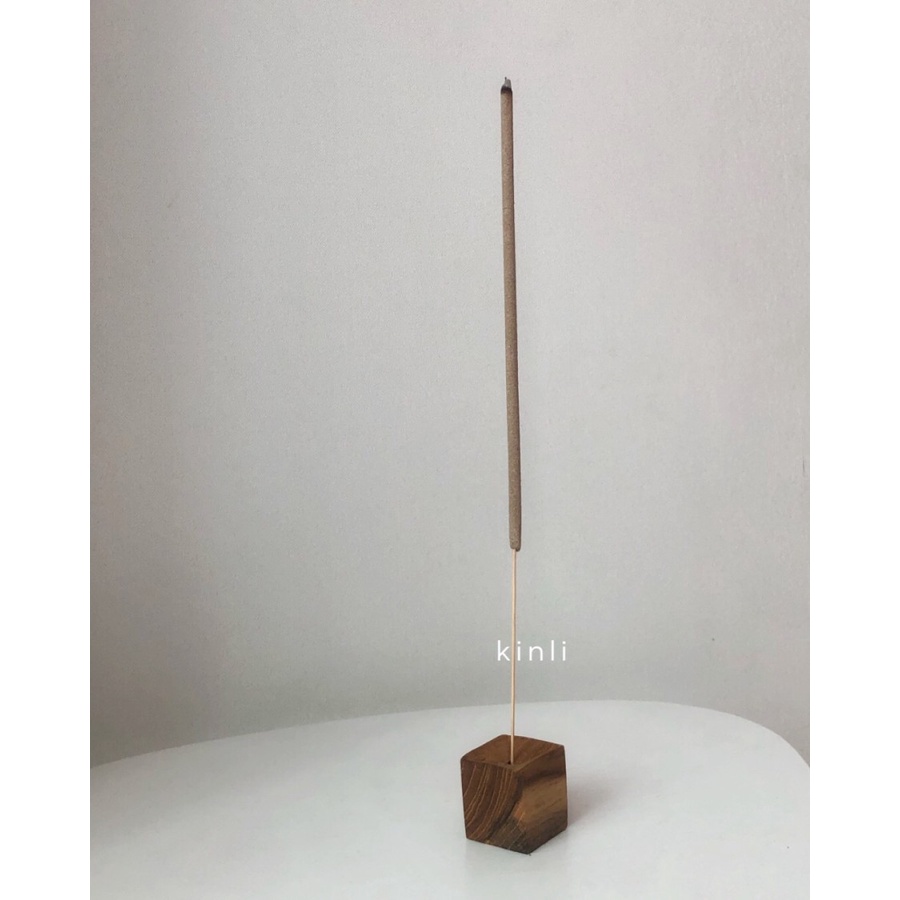 mini wooden block incense stick holder tempat dupa kayu jati teak wood