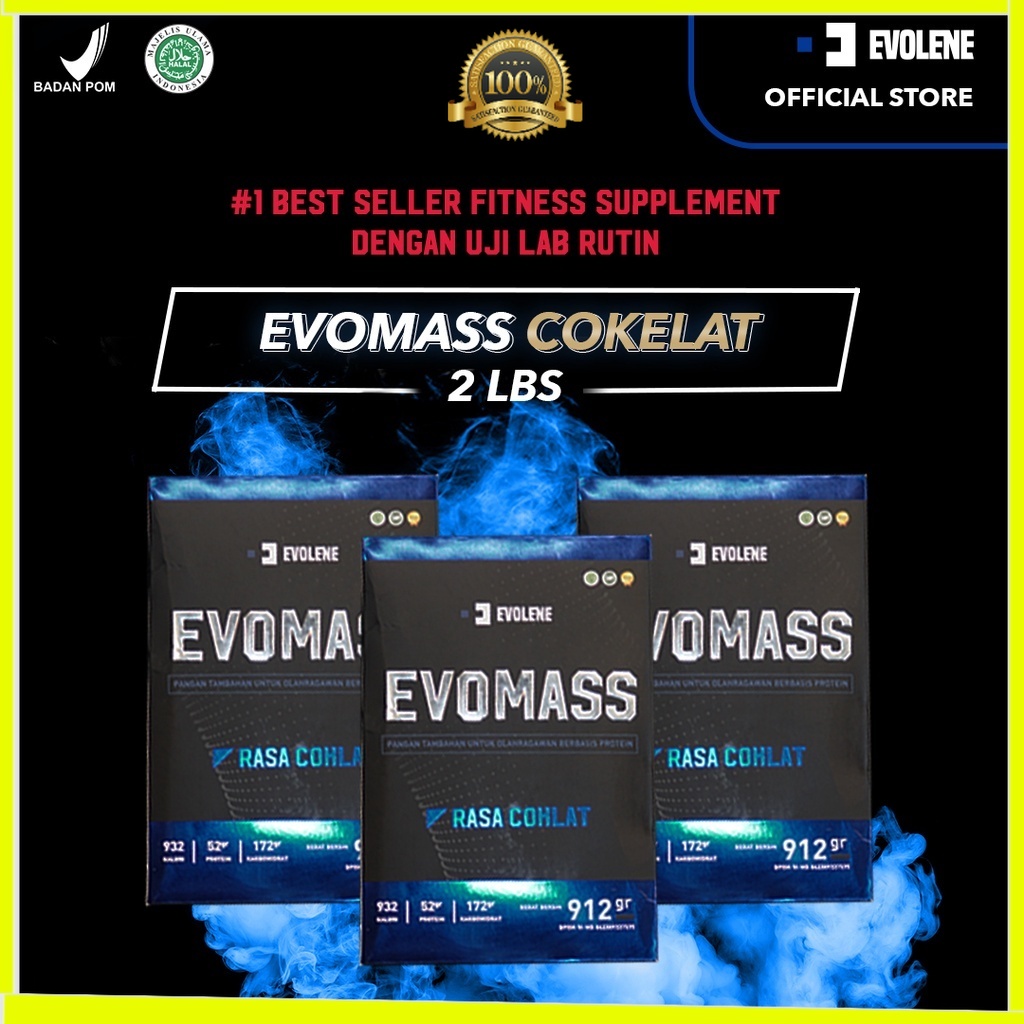 

Evomass Coklat 3x 912gr/4x serving - Penambah massa otot - Suplemen fitness - Pembentuk otot - Kaya Nutrisi - Surplus kalori - Minuman susu workout - Susu penambah berat badan - Mass Gainer - Suplemen penambah berat badan Evolene Evoline Evolen