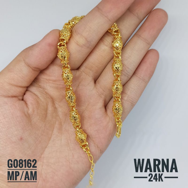 Gelang Fashion Rhodium Rantai Mewah Warna 24k G08162