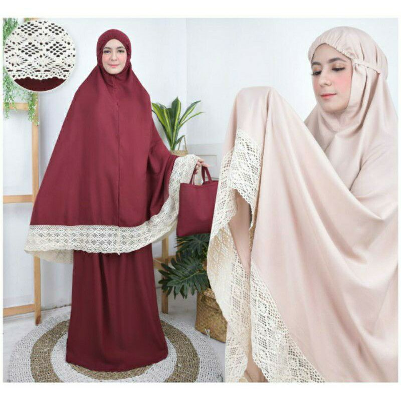 Mukena Rayon Polos Renda Dewasa Jumbo