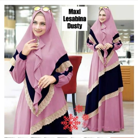 GAMIS SET |BAJU GAMIS REMAJA KOMBINASI MODERN SYARI TERBARU / PAKAIAN WANITA - BIRU REAADY SELALU