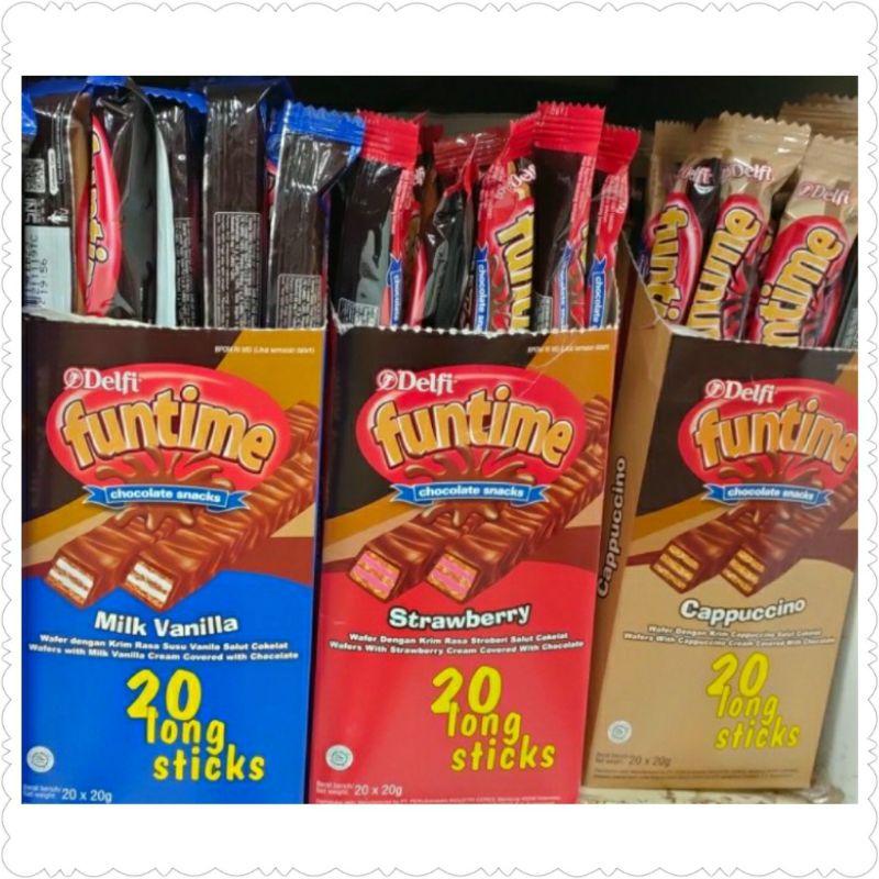 Delfi Funtime Vanila Long 20gr Wafer 1 box 20 Sticks