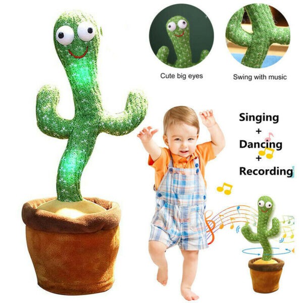 Dancing Cactus Recorder Toy Dancing Cactus Mainan Boneka Kaktus Joget Led Menari Music bisa Rekam Suara Bisa Cas with Usb Cable