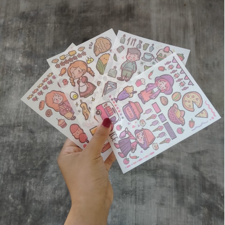 

[Canaya] Sticker Sheet Cute Cartoon Cooking Class Series || Sticker Kertas || bujo || Deco || Aesthetic || Journal || Dekorasi