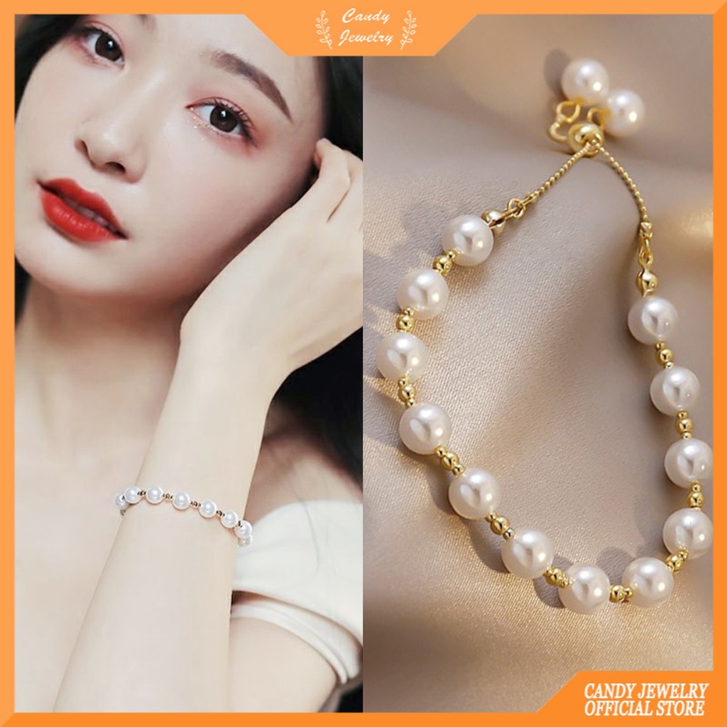 Gelang Mutiara Rumbai Adjustable Gaya Korea Untuk Wanita