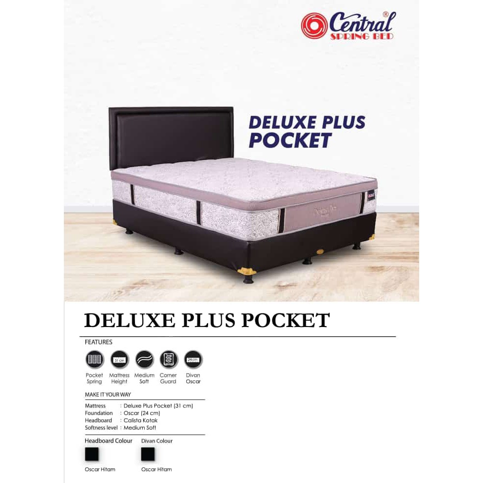 Kasur Springbed Set Central Deluxe Plus Pocket Plushtop
