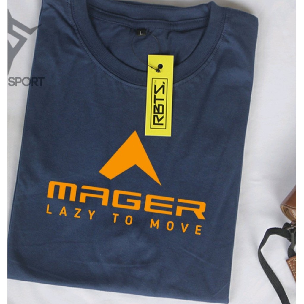 Baju Kaos MAGER Plesetan Tshirt Combed 30s Sablon Polyflex NAVY BLUE