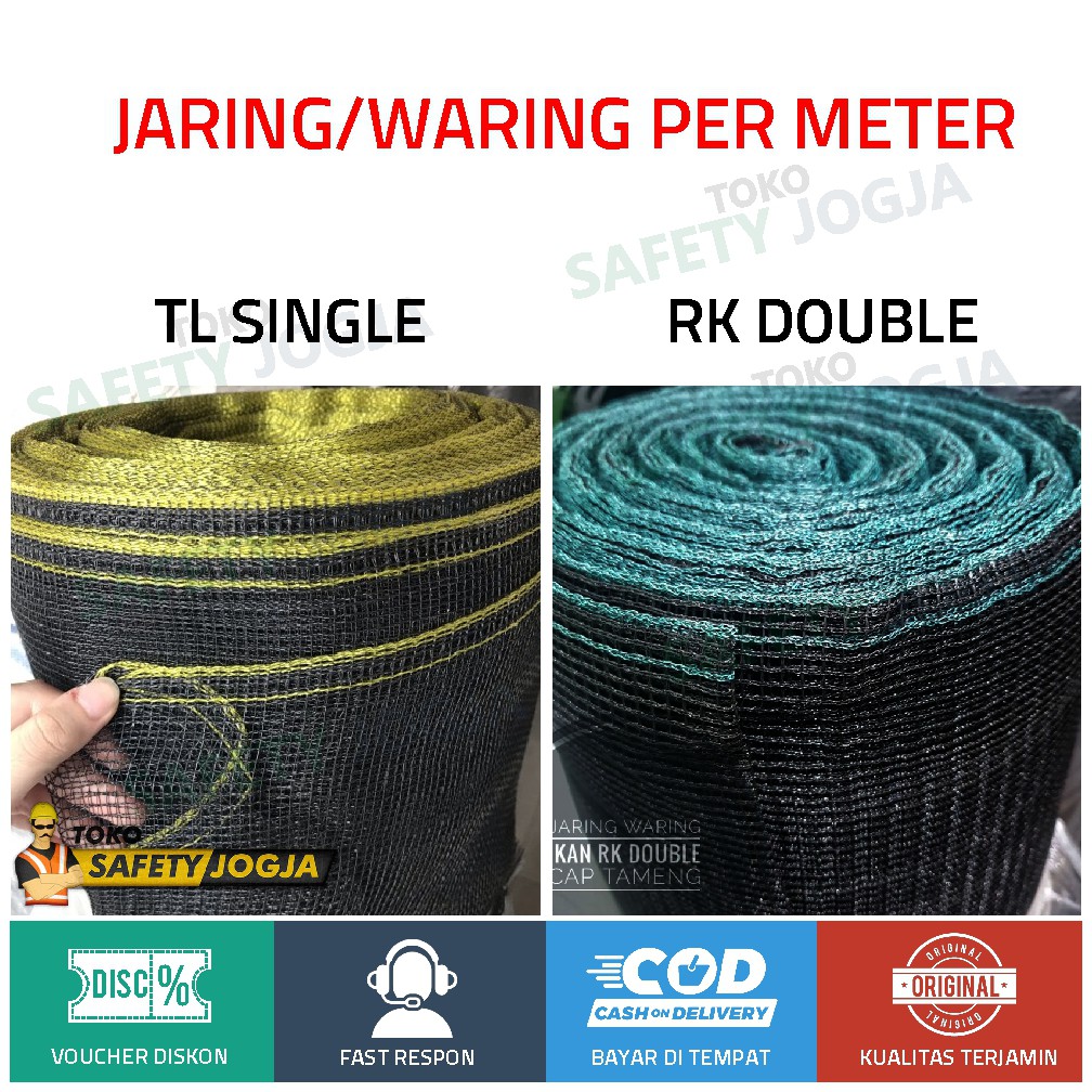 ECERAN JARING WARING IKAN SINGLE DOUBLE BENANG PER METER