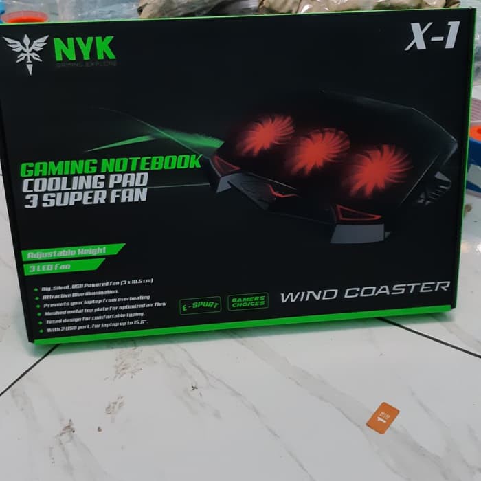 Cooling Pad Gaming NYK X-1 3 LED SUPER FAN Cooler Fan 3 Kipas LED X1