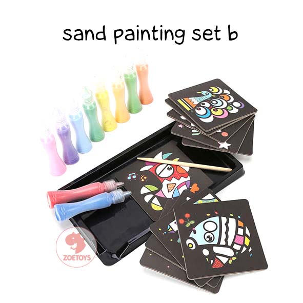 Zoetoys Sand Painting Set With Box | DIY Melukis Pasir  Menggambar Prakarya mewarnai | Mainan Edukasi Anak Cari kado Natal