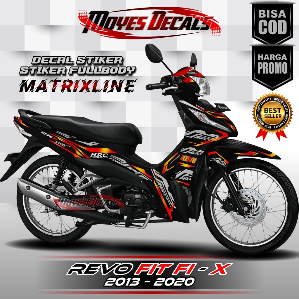 Decal Sticker Full Body Honda Revo x / Revo Fit Fi motif corak merah cerah