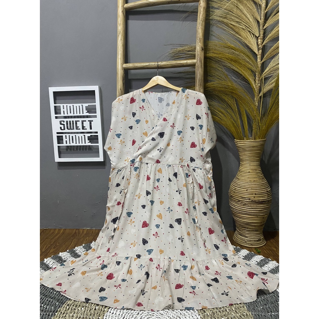 Daster Kimono Ruffle Pendek || Daster Kimono Motif || Daster Kimono Kekinian