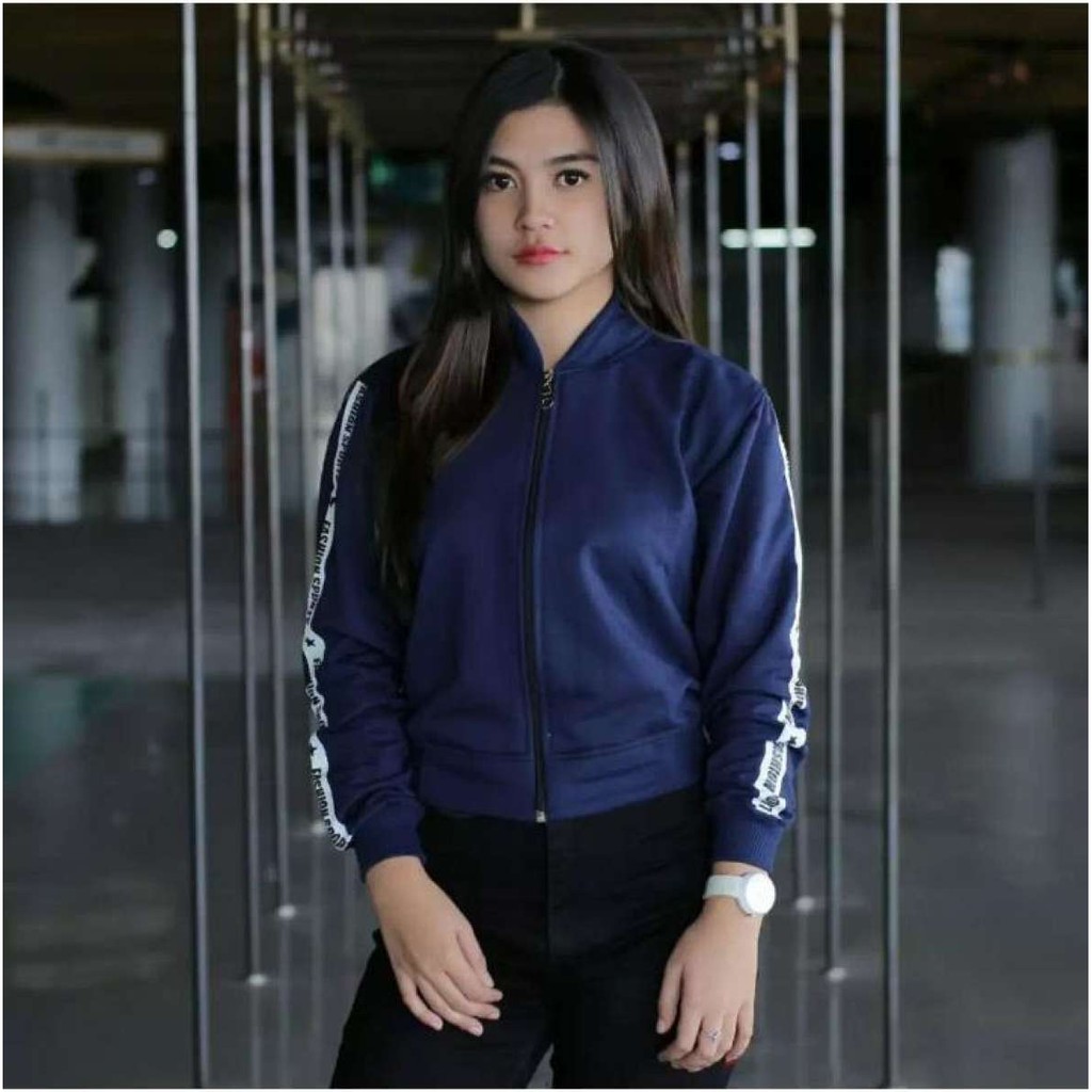 Jaket Bomber Crop Sport Fashion Wanita