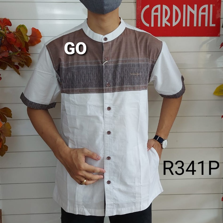 gof M-L CARDINAL KEMEJA KOKO Taqwa Pakaian Pria Original Baju Muslim Salur Lengan Pendek Kekinian TQS