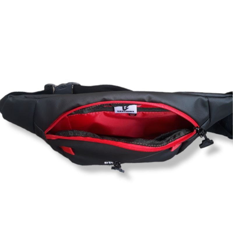 Tas Selempang Waistbag Pria Wanita BROTHERS Waterproof Anti Air Variasi Merah Original