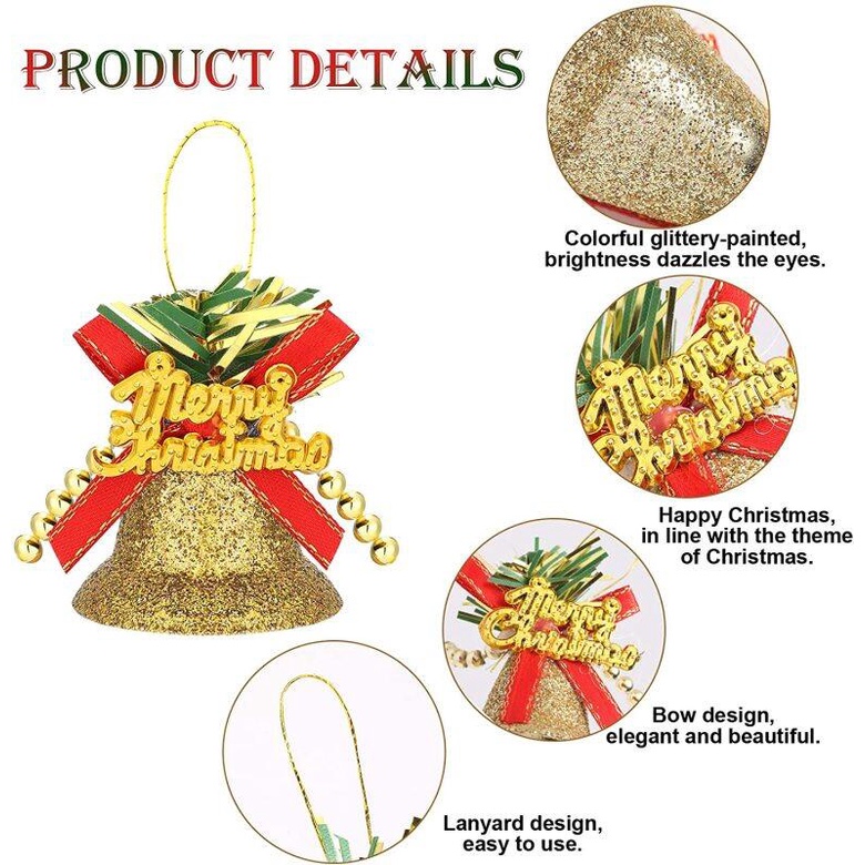 6pcs / Kotak Liontin Jingle Bell Untuk Dekorasi Pohon Natal