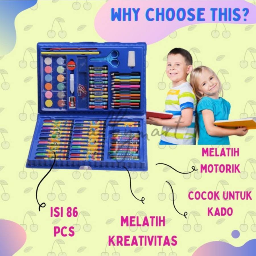 JT - Crayon set 86 Pcs Pensil Warna Colouring Set Stationary Alat Lukis Menwarnai Gambar Set Kado Anak / PENSIL WARNA 1 SET - PENSIL WARNA SET CRAYON COLOURING SET 86 PCS / Alat Mewarnai Set 86 pcs