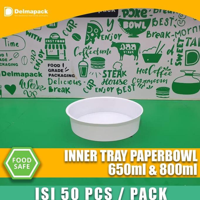 Pasti Ready Inner Tray Paperbowl 650Ml-800Ml 50Pcs/Pack Microwave, Tebal Dan Kokoh
