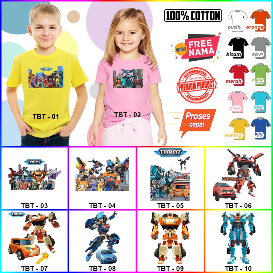 Baju Kaos ANAK DAN DEWASA TOBOT COUPLE (FREE NAMA)