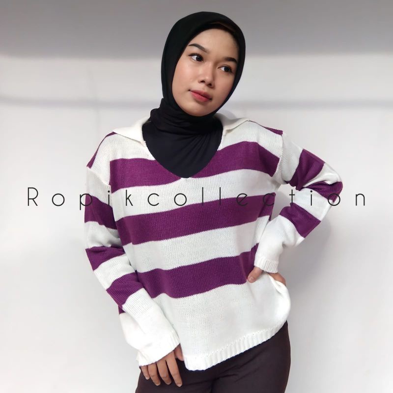 Danira Crop/Top Rajut Brandet strip