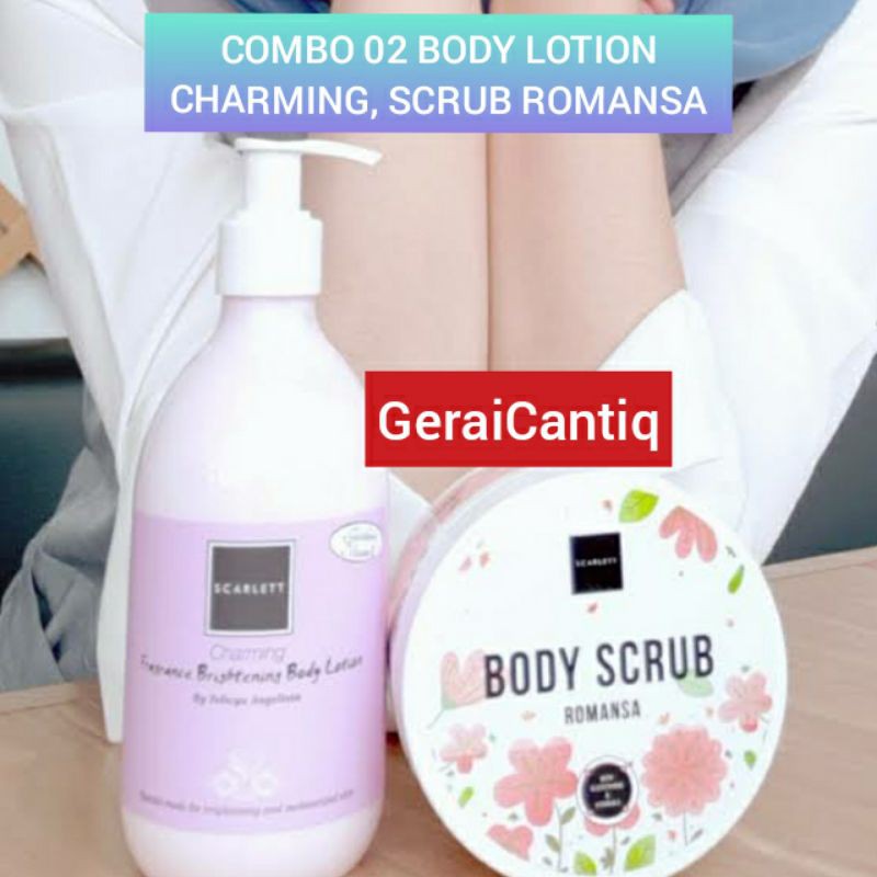 PAKET SCARLETT WHITENING 2 IN 1 BODY LOTION + BODY SCRUB ORIGINAL - PEMUTIH BADAN SCARLET