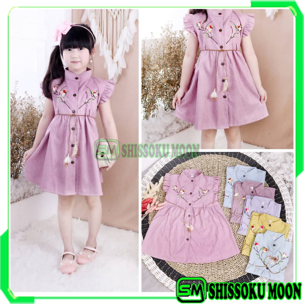 BAJU DRESS ANAK 2-5 TAHUN VARIASI BORDIR BUNGA BAHAN KATUN