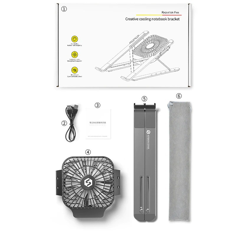 Laptop Stand Aluminium Foldable With Cooling Fan / Holder Laptop / Stand Laptop with Fan / kipas