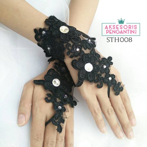 [STOK TERBATAS] SARUNG TANGAN WANITA BROKAT AKSESORIS PENGANTIN WEDDING GLOVES STH008