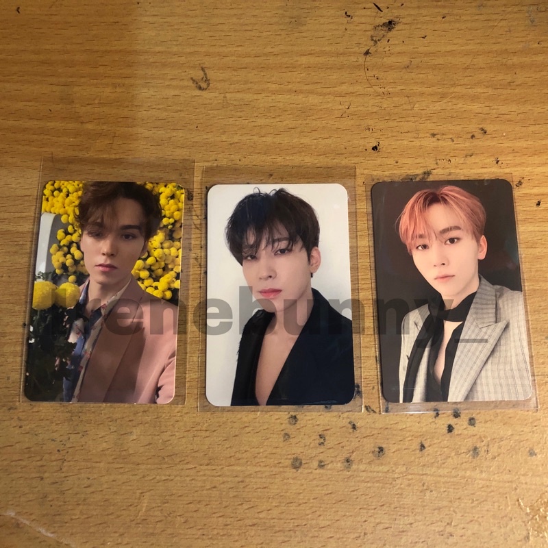 seventeen your choice photocard - vernon one side seungkwan other side wonwoo jeoun beatroad bene
