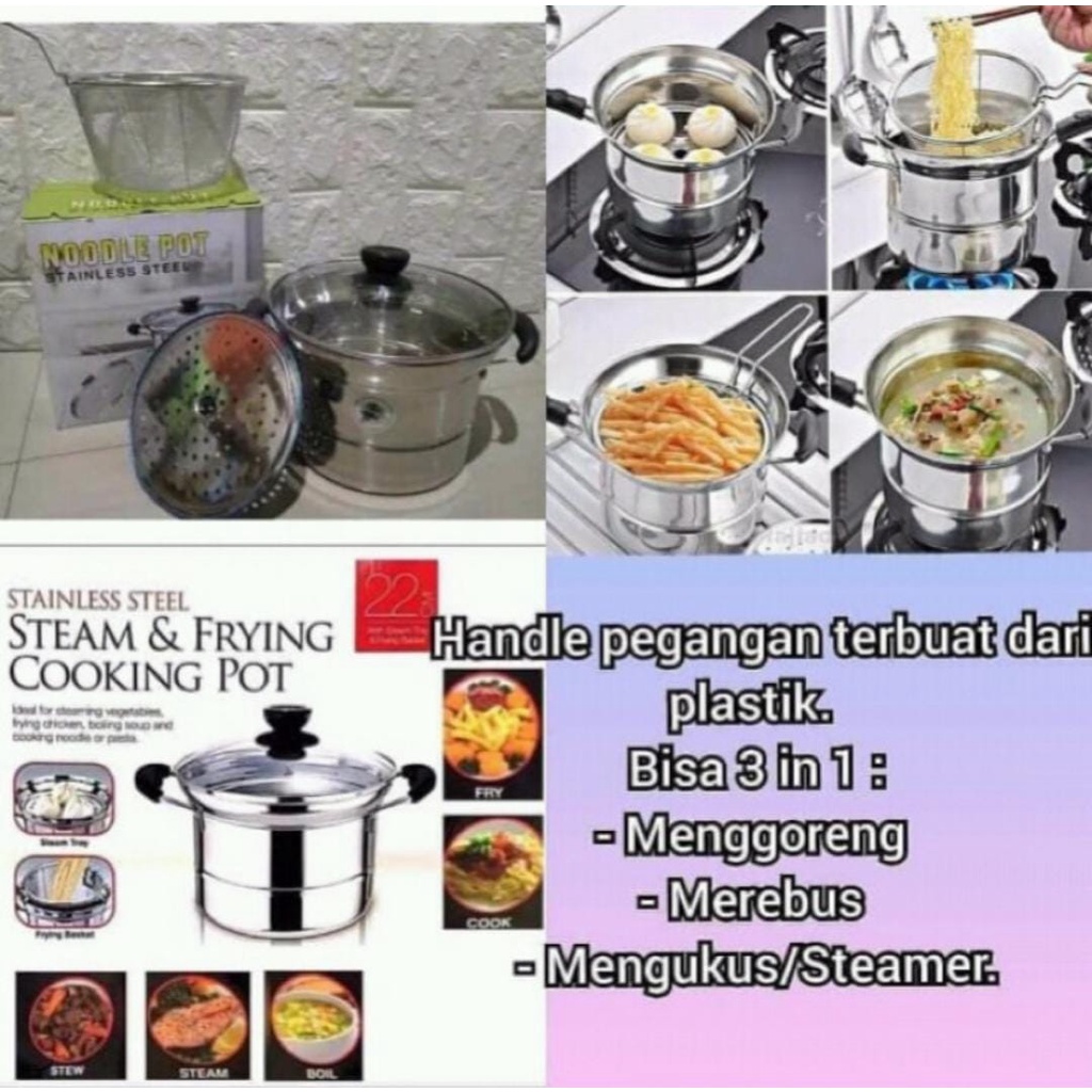 BELLA - PANCI KENTANG MIE 3IN1 KUKUS REBUS GORENG / PANCI PENGGORENG DEEP FRYER / PANCI MIE ANEKA CRISPY PASTA POT