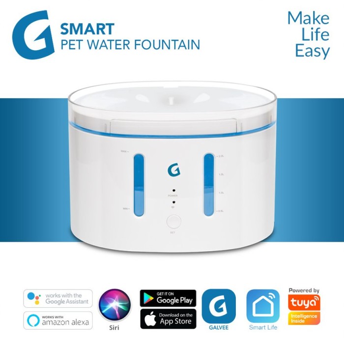 Galvee Smart Wifi Water Fountain Pet Dispenser Minuman Anjing/kucing