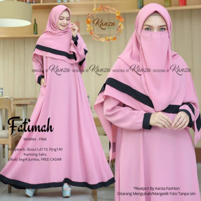 Gamis Jumbo Syari Wolvis FATIMAH ori Kanza 100% Original