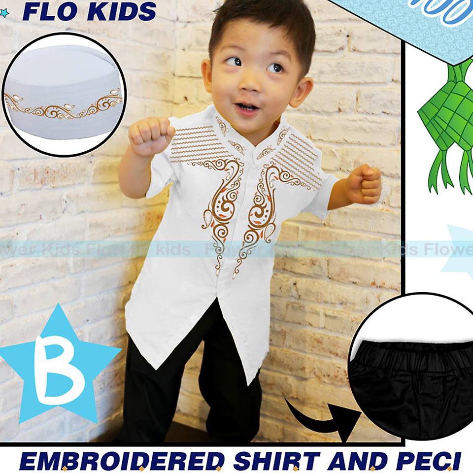 Baju Koko Putih Anak Dengan Peci