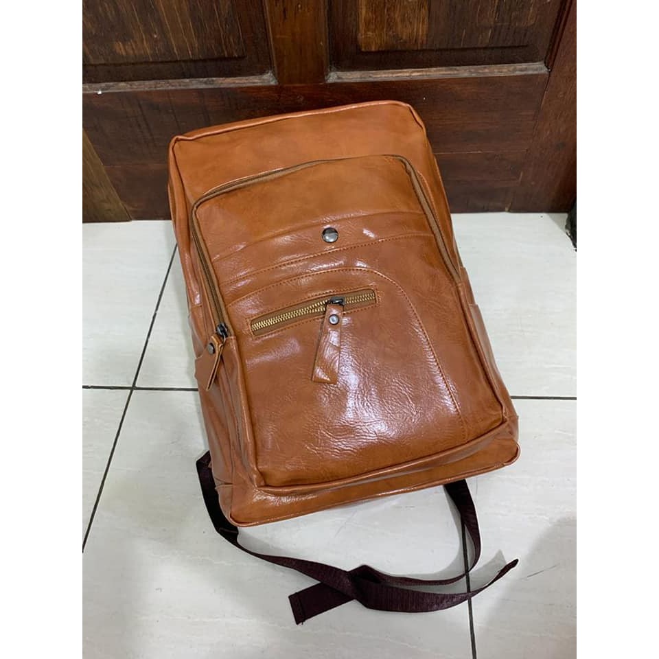 TAS RANSEL PRIA KULIT IMPORT SEMI ORI / RANSEL LAPTOP