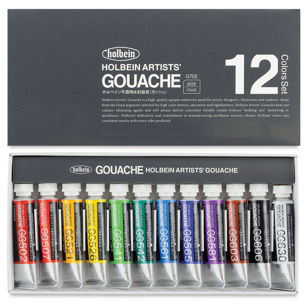 

Holbein Artists' Gouache Set of 12, 5 ml Tubes