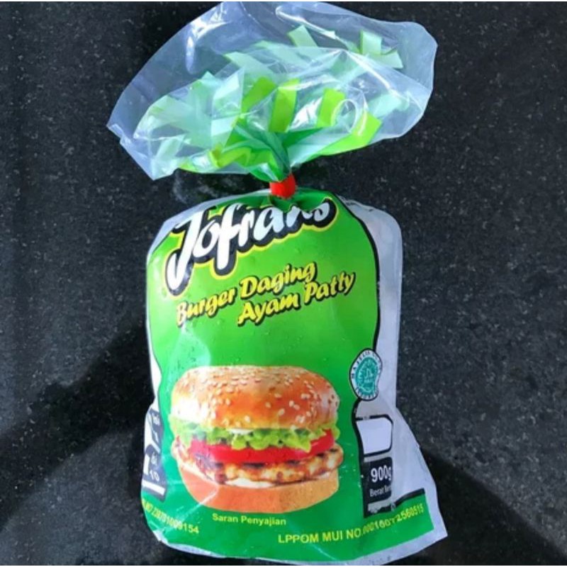 

Jofrans burger ayam patty 900gr (daging ayam burger isi 15)