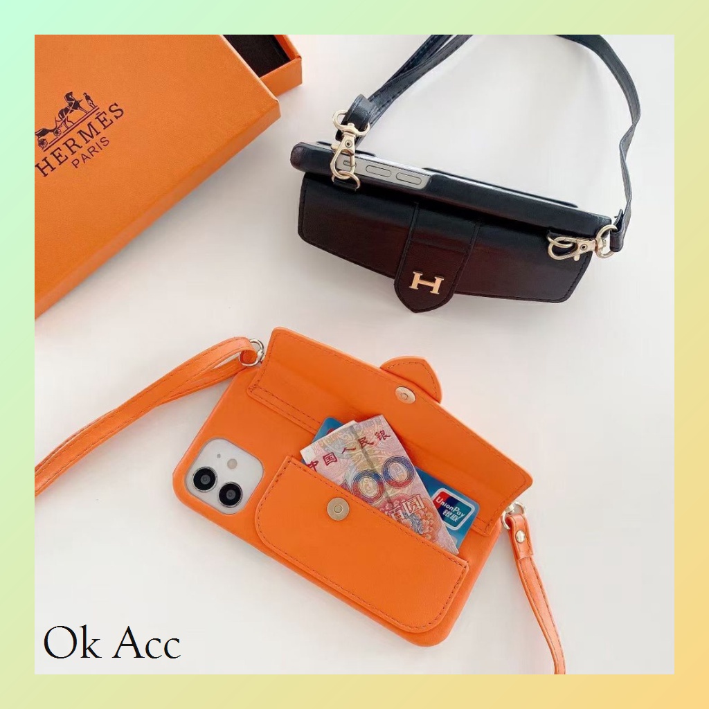 Jual Case Tas Orange Iphone X Xs Xr Max 11 12 13 Pro Max tali panjang sepinggang bahu FH37